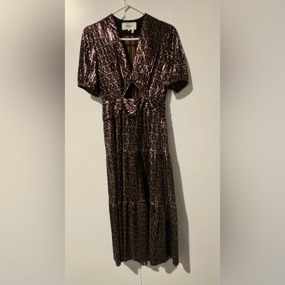 Ba&sh metallic purple midi dress